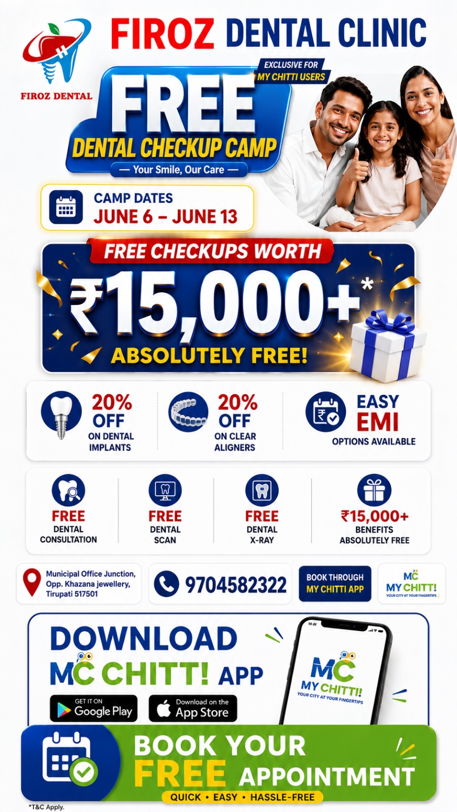 🦷 FREE Dental Checkup Worth ₹15,000+