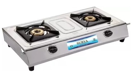 RAUN SURYA STAINLESS STEEL LPG STOVE (2 BURNERS)