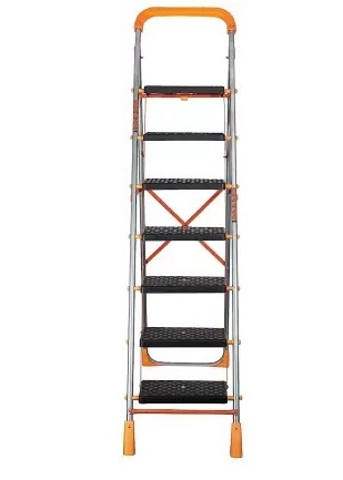 KII 7 STEP ORANGE- HEAVY DUTY STAINLESS STEEL LADDER FOR HOUSEHOLD PURPOSE