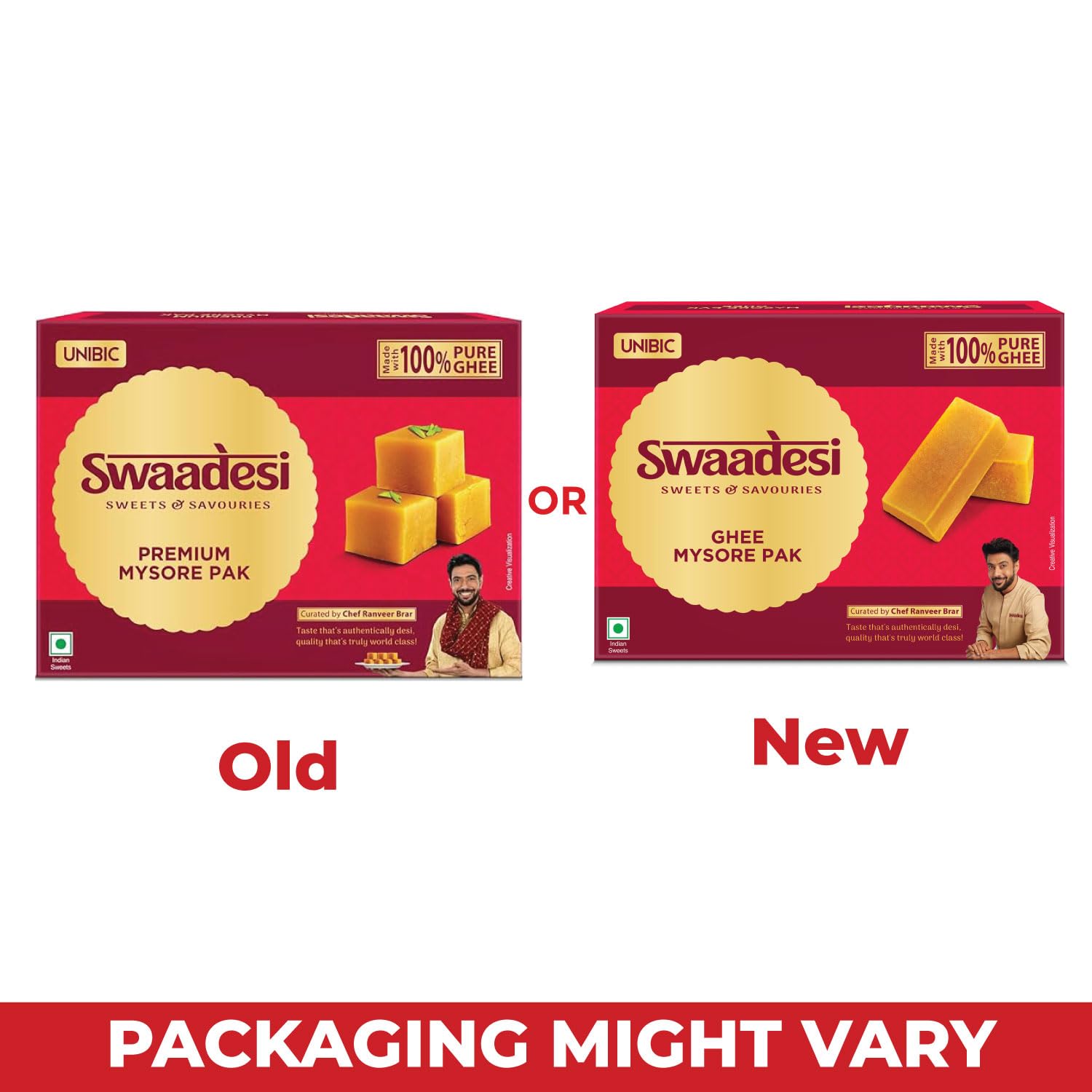 Unibic Swaadesi Premium Mysore Pak Made with Pure Ghee I Melts in Mouth I Healthy and Delicious Sweets I Traditional Taste of Mysuru I Sweets Gift Box I Indian Mithai - 280 gm