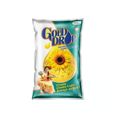 Gold Drop Refined Sunflower Oil, 1 litre Pouch