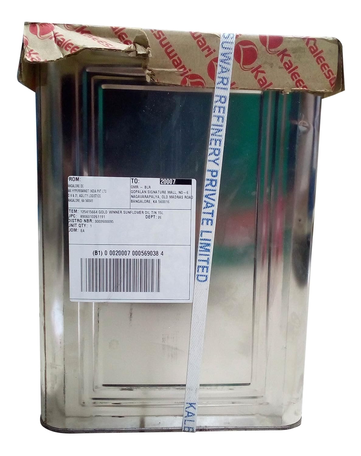 Gold Winner Refined Sunflower Oil, 15 L Tin