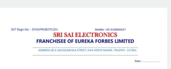 SRI SAI ELECTRONICS FRANCHISE OF EUREKA FORES LIMITED